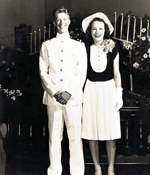 Jimmy and Rosalynn Carter on their wedding day.