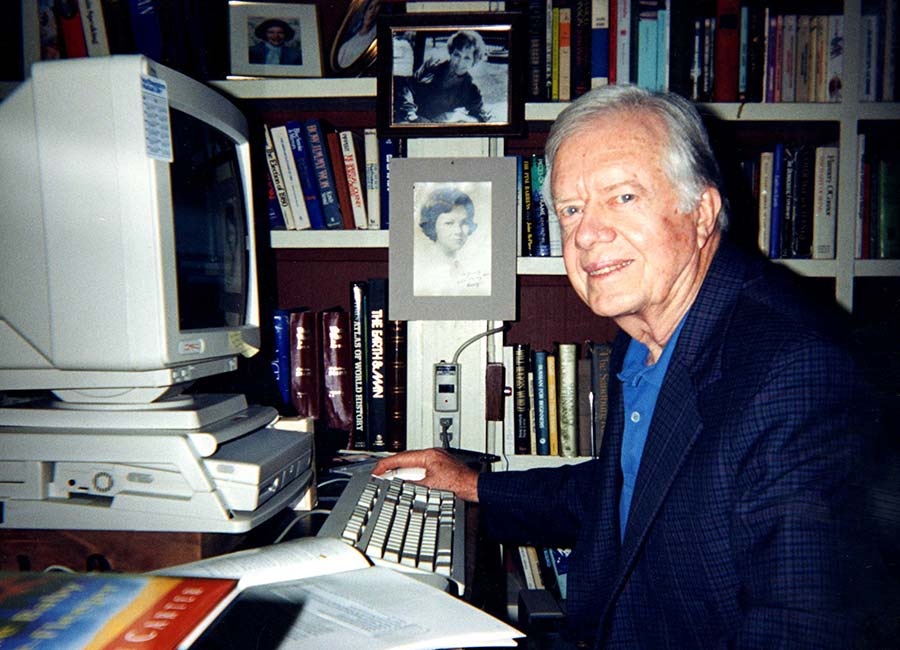 Jimmy Carter at a computer.