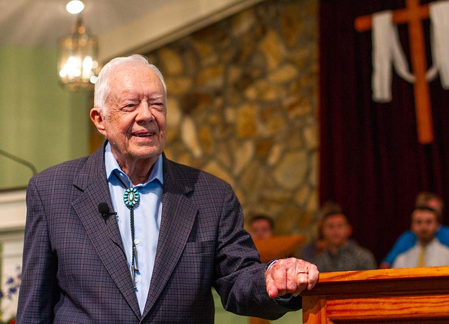 Jimmy Carter teaching Sunday school at Maranatha Baptist Church.