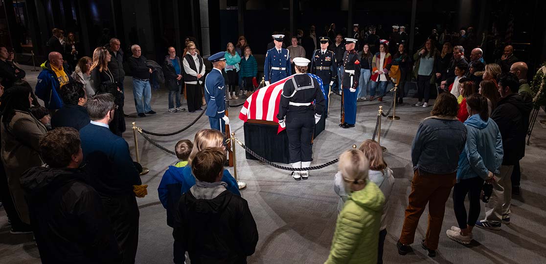 Military stands guard over the casket